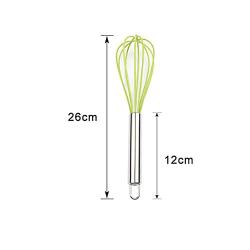 Manual Egg Beater Stainless Steel Kitchen Egg Beater 10 Inch Milk Bubbler Silicone Kitchenware Kitchen utensils Kitchen supplies (Color : Green)