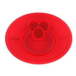 ezpz Sesame Street Elmo Mat - One-Piece Silicone placemat + Plate (Red)