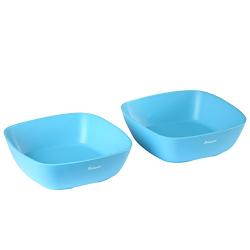 Bakerpan Silicone Toddler Square Feeding Bowl, Set of 2 (Blue)