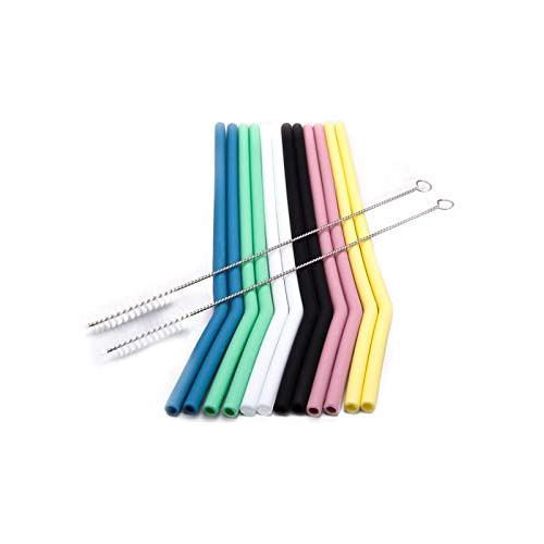 12 Regular Size Reusable Silicone Drinking Straws for 30oz and 20oz tumblers compatible - extra long - 10.5 inch includes 2 cleaning brush - eco friendly