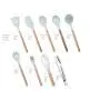 HS-ZGC Fresh Blue Silicone Kitchenware Set Japanese Style Wooden Storage Tube Kitchen Utensils 9 Piece Set Spatula Soup Spoon Set,Ninesets