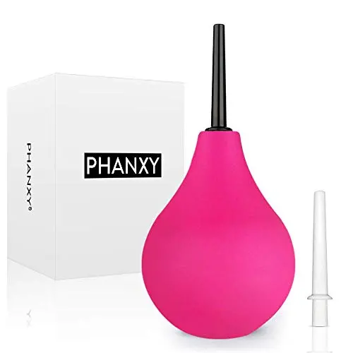 PHANXY Enema Bulb Clean Vaginal Anal Silicone Douche for Men Women Certificate Comfortable Medical Kit, Pink