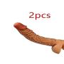 Privacy Packaging. Silicone penile Condom Expander expands Male Chastity Toys Lengthen Cock Sleeves Dick Socks Reusable Condoms -Flesh-2PCS