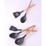 Silicone Kitchen Utensils, Silicone Wooden Handle 12 Sets of Non-Stick Heat-Resistant Kitchenware Set with Measuring Spoons and More Kitchen Gadgets