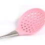 Non-stick Kitchen Cooking Utensils Heat Resistant Baking Tools Silicone Kitchenwares With Stainless Steel Handle,Pink Colander