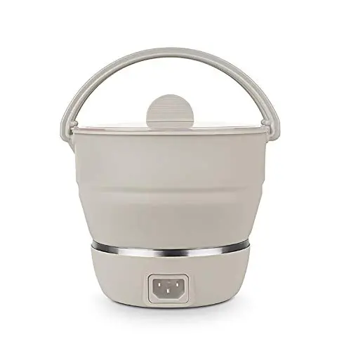 ZNN Folding Electric Skillet Portable Multi Function Hot Pot Dual Voltage Mini Food Grade Silicone Kitchenware Kettle Boiling Water Steamer Travel Dormitory Home
