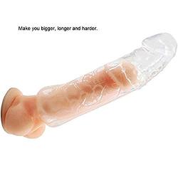 Privacy Packaging. Silicone Penile Condom Expander Expands Male Chastity Toys Lengthen Cock Sleeves Dick Socks Reusable Condoms - Crystal A