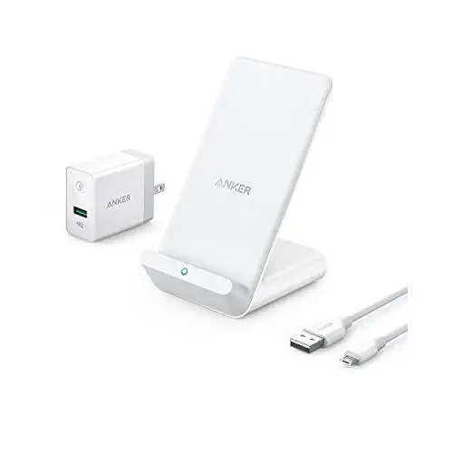Anker Wireless Charger, PowerWave 7.5 Stand with Internal Cooling Fan, 7.5W for iPhone 11, 11 Pro, 11 Pro Max, Xs Max, XR, XS, X, 8, 8 Plus, 10W for Galaxy S10 S9, Note 10 (with Quick Charge Adapter)