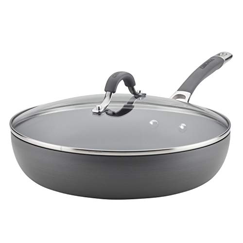 Circulon Radiance Hard-Anodized Nonstick Covered Deep Skillet, 12-Inch, Gray