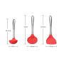 JunbosiKitchenware High Temperature Kitchen Special Stainless Steel Silicone Kitchen Utensils Three Sets of Non-Stick Silicone Kitchenware,Red