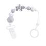 Pacifier Clip- Modern and Trendy Teething Silicone Beads Pacifier Clip for Baby - Infant Baby Shower Gift - Best for Teether Toys (White/Grey)