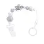 Pacifier Clip- Modern and Trendy Teething Silicone Beads Pacifier Clip for Baby - Infant Baby Shower Gift - Best for Teether Toys (White/Grey)
