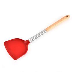 JunbosiKitchenware Silicone Kitchenware Set Kitchen Nonstick Cookware High Temperature Anti-Scalding Shovel Spoon Set of 4,Red