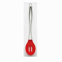 Hjyi Silicone Kitchen Utensils Set Food long handle silicone leakage more kitchenware non-stick pot special leakage more household high temperature (2 pieces set black and red)