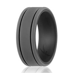 ROQ Silicone Wedding Ring for Men - 3 Packs/4 Packs & Singles - Duo Collection Silicone Rubber Wedding Bands - Classic Styles