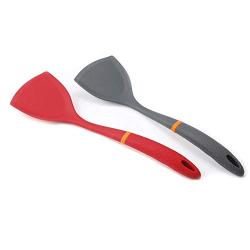 Yuybei-Home Silicone kitchenware Pack of 2 One-Piece Silicone Wok Spatula Non-Stick Heat Resistant Easy to Clean Seamless Kitchen Utensil for Chinese Cooking Nonstick Heat Resistant Tools