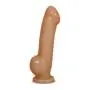 Eden 6 Inch Harness Compatible Silicone Dual Density Dildo with Soft Base, Toffee