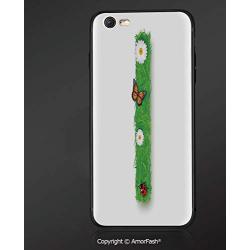 Case for Apple iPhone 6 and iPhone 6s,Shock-Absorption Bumper Cover,Anti-Scratch Back,Letter I,Grass Letters with Floral Refreshing Writing Nursery Daisy Print,Green Multicolor