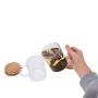 Xena 2 Pack Glass Tea Coffee Mug Airtight All Natural Bamboo Lid Set, 3.5 x 4 Inch Camping Cup BPA Free Outdoor Indoor Kitchenware Cookware BBQ Accessories Parties