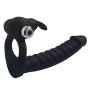 Dual Penetration Vibrating Dildo with Cock Ring Double Penetrator for Men for Couple Anal Sex Dildo with Cock Ring Silicone Butt Plug Strapon Dildo Enhancer 7 Speed Double Penetrator (Black)