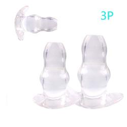 Mrshen 3- Pack Silicone Hollow Anales Plug Set Hollow Enema Plug Anall Dilator Hollow Plug Buutt Hollow Peep Dilator Fun Toys Sexy Tous for Couple (Transparent)