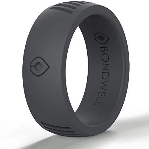 BONDWELL Silicone Wedding Ring for Men Save Your Finger & A Marriage Safe, Durable Rubber Wedding Band for Active Athletes, Military, Crossfit, Weight Lifting, Workout