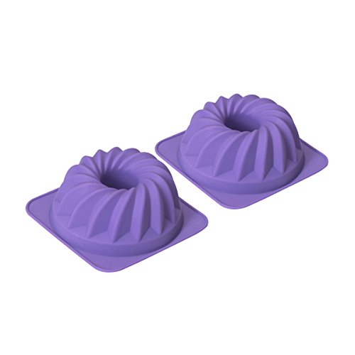 Bakerpan Silicone Mini Fluted Cake Pan, 4 3/4 Inch Mini Cake Mold - Set of 2 (Small)