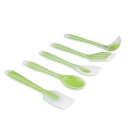 Silicone Kitchenware Set of 5 Green Translucent Cooking Spoon Shovel Silicone Kitchenware Set