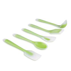 Silicone Kitchenware Set of 5 Green Translucent Cooking Spoon Shovel Silicone Kitchenware Set