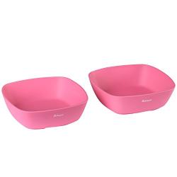 Bakerpan Silicone Toddler Square Feeding Bowl, Set of 2 (Pink)