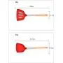 JunbosiKitchenware Silicone Kitchenware 11 Piece Set Wooden Handle Nonstick Cookware Shovel Spoon More Presser Potato Spaghetti Claw,Red