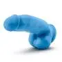 Blush Neo Elite 7 Inch Silicone Dual Density Cock with Balls Realistic Suction Cup Dildo, Sex Toy for Women, Neon Blue