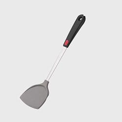 Non-stick pan silicone shovel cooking shovel high temperature household stainless steel kitchenware special protective pot silicone spatula (Color : Gray)