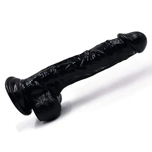 HYLHYL5-F Silicone Hands-Free Play Adult Perfect Pleasure Toy Realistic Toy with Suction Cup (Black, L:23cm/7.48 in, W:4.5cm/1.57 in)