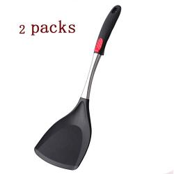 Kitchenware Utensils Set 2 Piece Premium Silicone Stainless steel Heat Resistant Non-Stick Cooking Professional Tools Black