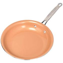 WJSW Non-Stick Copper Frying Pans, Ceramic Coating, Round Aluminum Saute Pan for Gas, Electric and Induction Cooktops,Oven Safe (24cm)