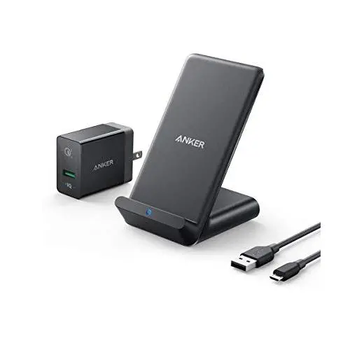 Anker Wireless Charger, PowerWave 7.5 Stand with Internal Cooling Fan, 7.5W for iPhone 11, 11 Pro, 11 Pro Max, Xs Max, XR, XS, X, 8, 8 Plus, 10W for Galaxy S10 S9, Note 10 (with Quick Charge Adapter)