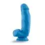 Blush Neo Elite 7 Inch Silicone Dual Density Cock with Balls Realistic Suction Cup Dildo, Sex Toy for Women, Neon Blue