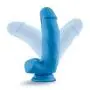 Blush Neo Elite 7 Inch Silicone Dual Density Cock with Balls Realistic Suction Cup Dildo, Sex Toy for Women, Neon Blue