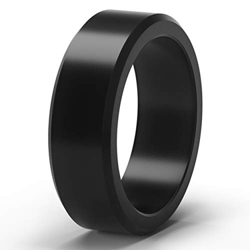 ThunderFit Silicone Rings for Men 4 Rings / 1 Ring - Flat Top Angled Edge Rubber Wedding Bands 9.8mm Wide - 2mm Thick