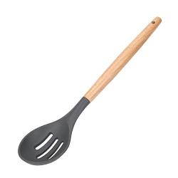 Runshiwan Wood Handle Silicone Kitchenware Non-stick Cook Utensils (Leakage Spoon)