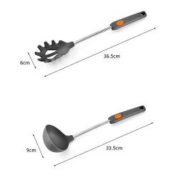 Jdeepued Silicone kitchenware 6 Pieces Silicone Cooking Utensils Kitchen Utensil Set Cooking Tools for Nonstick Cookware Includes Turners Pasta Fork Soup Spoon and More Gray Silicone Kitchen Utensils