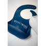 Ava + Oliver Silicone Bib Set - Waterproof Bibs Made with BPA Free Silicone - Perfect for Girls and Boys - Easy Clean Babies or Toddler Adjustable - Excellent Baby Shower Gift, Set of 2 (Navy/Gray)