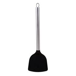 GloryMM Silicone Spatula Stainless Steel Kitchenware Shovel Kitchen Utensils Non-Stick For Cooking Flipping Pressing,Black