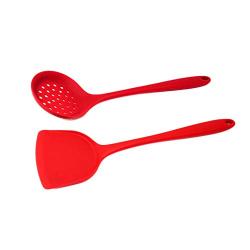 Heat Resistant Silicone Spatulas Silicone Kitchenware Kitchen Tools Silicone Spatula Cooking Shovel Nonstick Cooking Shovel Colander (Color : Red+Black)