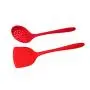 Silicone Kitchenware Kitchen Tools Silicone Spatula Cooking Shovel Nonstick Cooking Shovel Colander (Color : Red+Black)