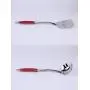 KITCHENWARE: STAINLESS STEEL RED SILICONE HANDLE 6PCS COOKING UTENSIL SET