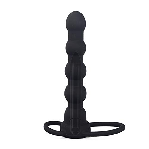 Rabbit Toy Silicone Strapon Double Penetration Beads S Women Funny Toy,Black