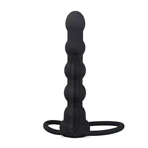 Rabbit Toy Silicone Strapon Double Penetration Beads S Women Funny Toy,Black