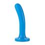 Doc Johnson Platinum Premium Silicone - The Slim - 6.15 in. Long and 1.1 in. Wide - Dildo - O-Ring Harness Compatible - Blue